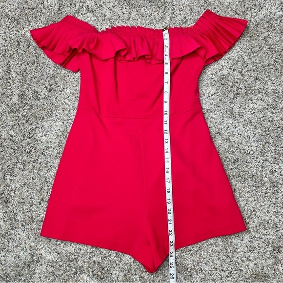 Urban Outfitters Red Ruffle Off The Shoulder Shorts One Piece Romper 4 - Picture 9 of 11